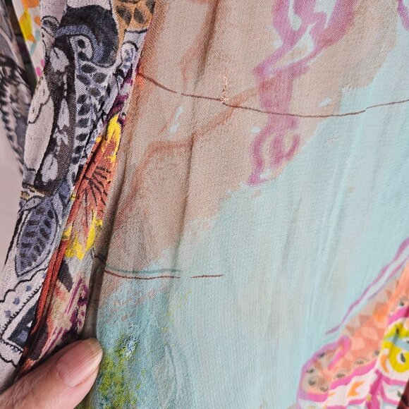 Coldwater Creek Pleated Midi Skirt Sz PM Mixed Print Panels Boho Fairy - Picture 12 of 12